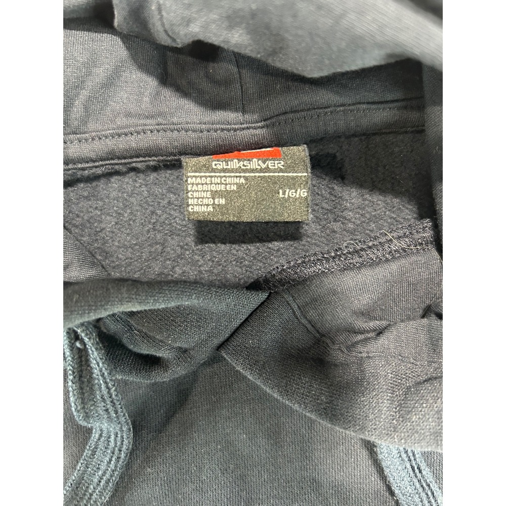 Quiksilver Mens Logo Hoodie Navy Blue Pullover Sweatshirt Size Large - Picture 4 of 4